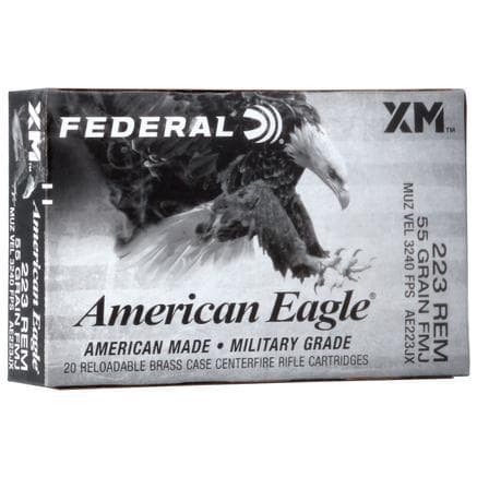 Federal .223 REM 55GR FMJ-BT AMMO 20RD