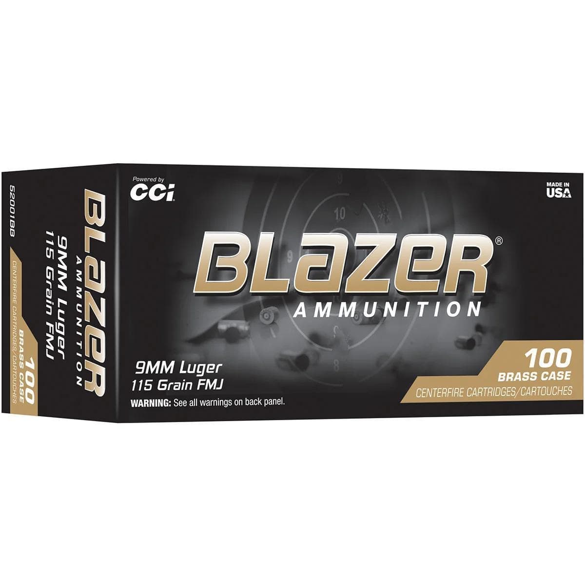 CCI Blazer Brass 9mm Luger 115gr FMJ 1145 FPS 100/Box
