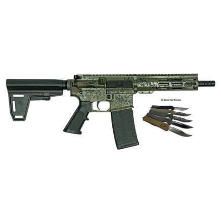 GLFA AR-15 Pistol .223 Wylde 30rd Magazine 7″ Barrel Lichen Green with 5 OTF 3-1/2″ Blade Knives