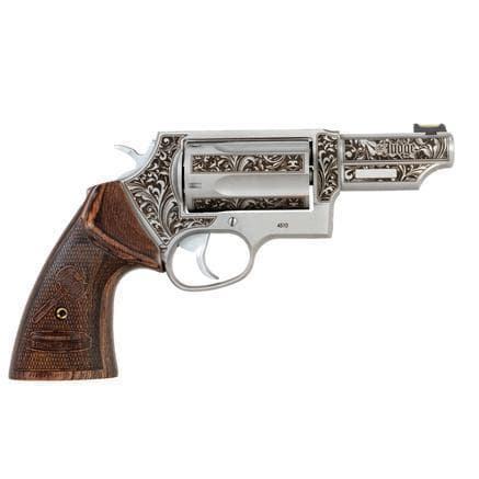 Taurus Judge 20th Anniversary Handgun .45 Colt/410ga 5rd Capacity 3″ Barrel Engraved Stainless Wood Grips